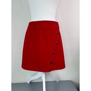 ASTR the Label women's‎ medium red a-line evan mini skirt snap front NWT